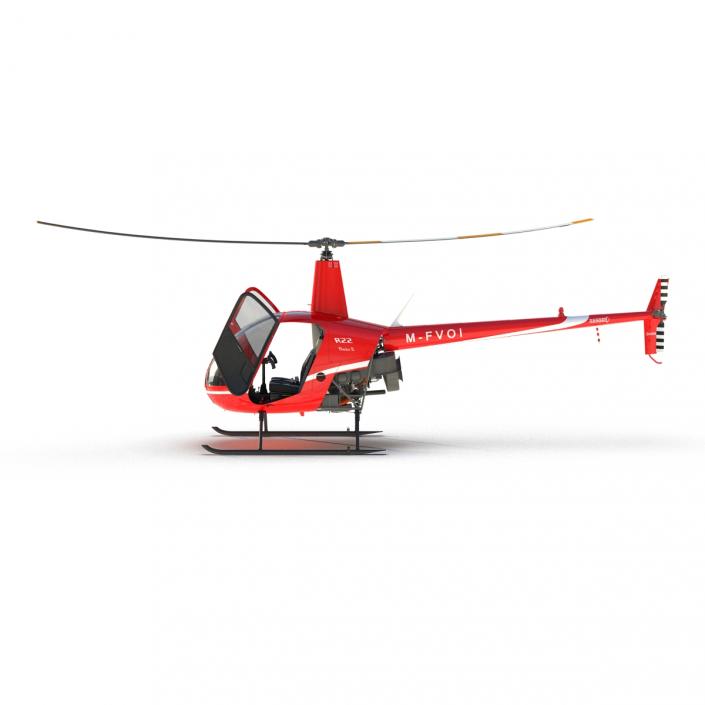 Helicopter Robinson R22 Red 3D