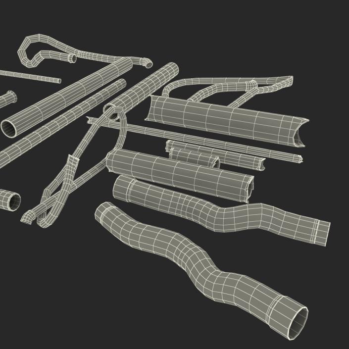 3D Broken Iron Pipes Collection model