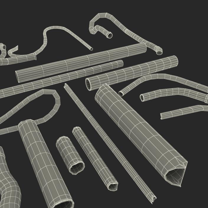 3D Broken Iron Pipes Collection model