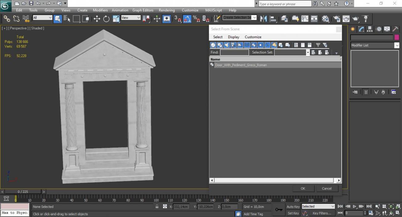3D model Door With Pediment Greco Roman