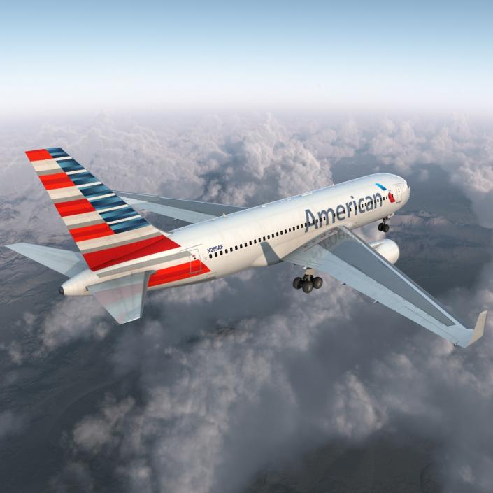 3D Boeing 767-200ER American Airlines Rigged