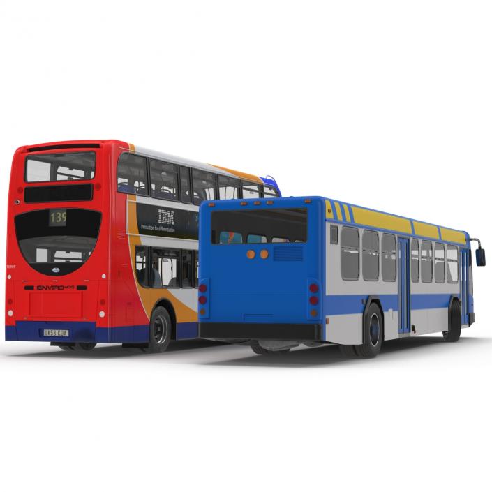 3D model Rigged Buses Collection 4