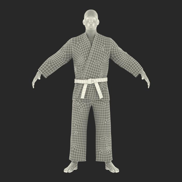 Karate Fighter Black Suit with Fur 3D model