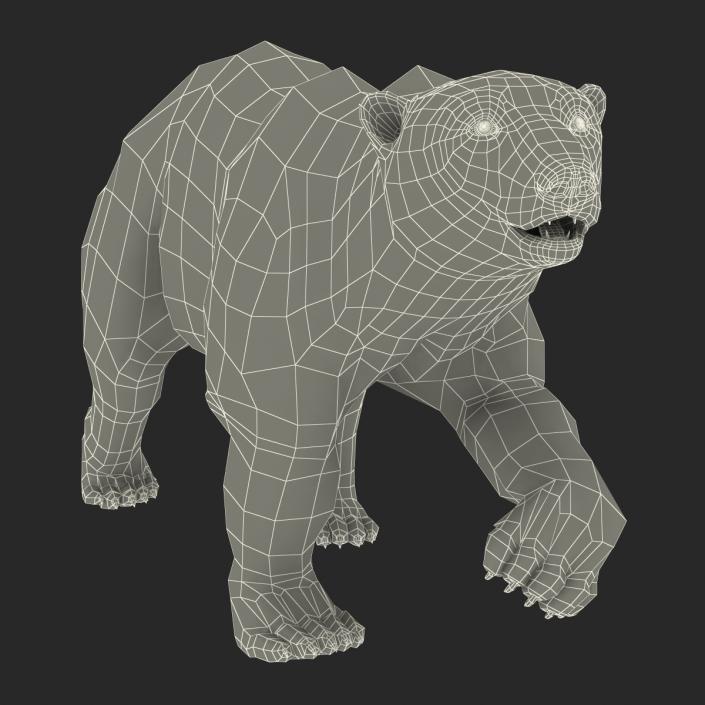 3D Polar Bear with Fur Pose 2