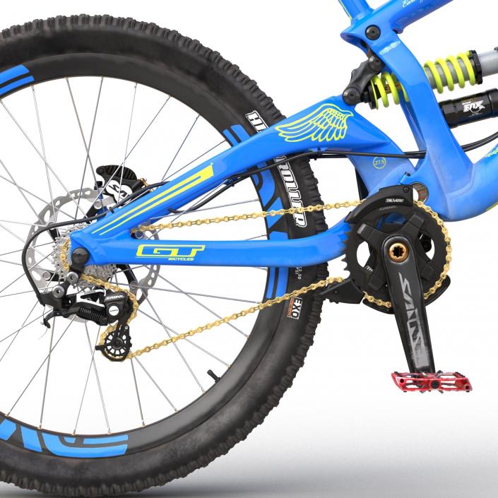 3D Mountain Bike GT Fury Blue Rigged model