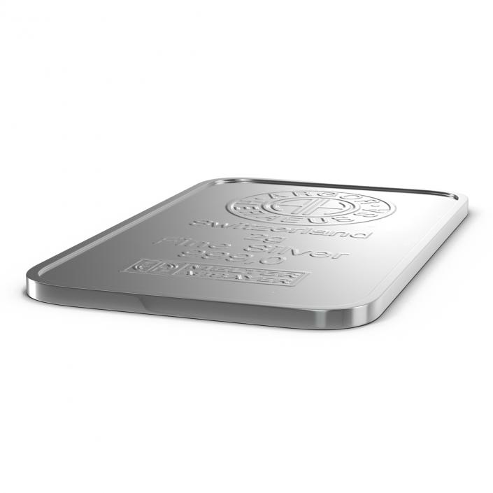 3D Silver Bar 2g model