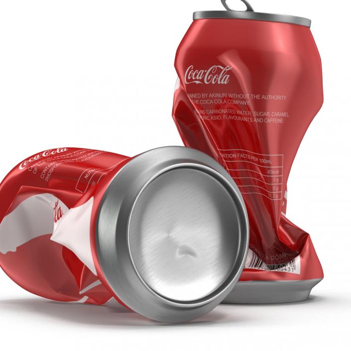 3D Crushed Soda Can 2 Coca Cola model