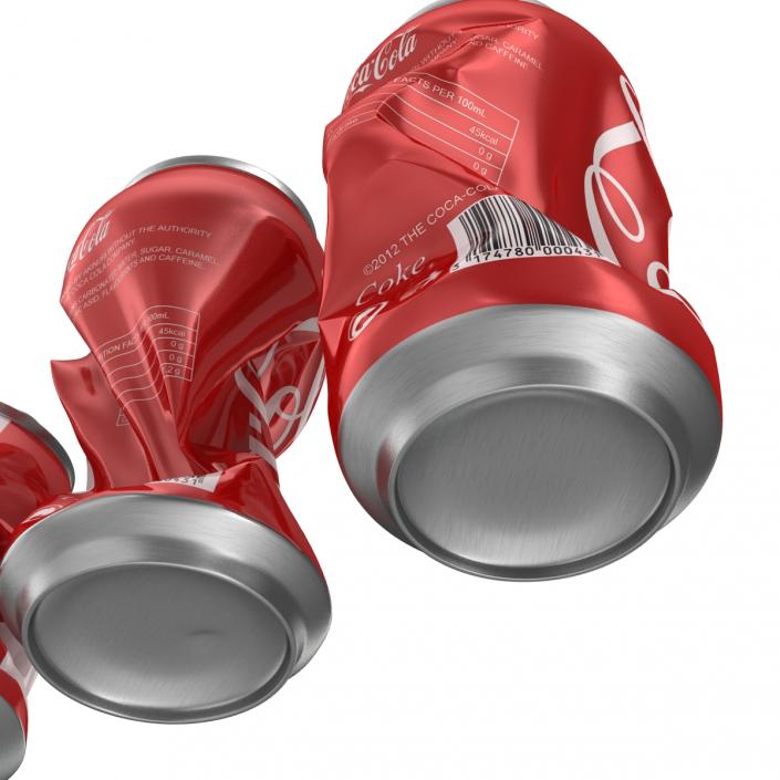 3D Crushed Soda Cans Set Coca Cola