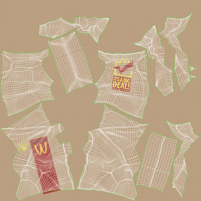 3D model Crumpled Fast Food Paper Bag 2 Mcdonalds
