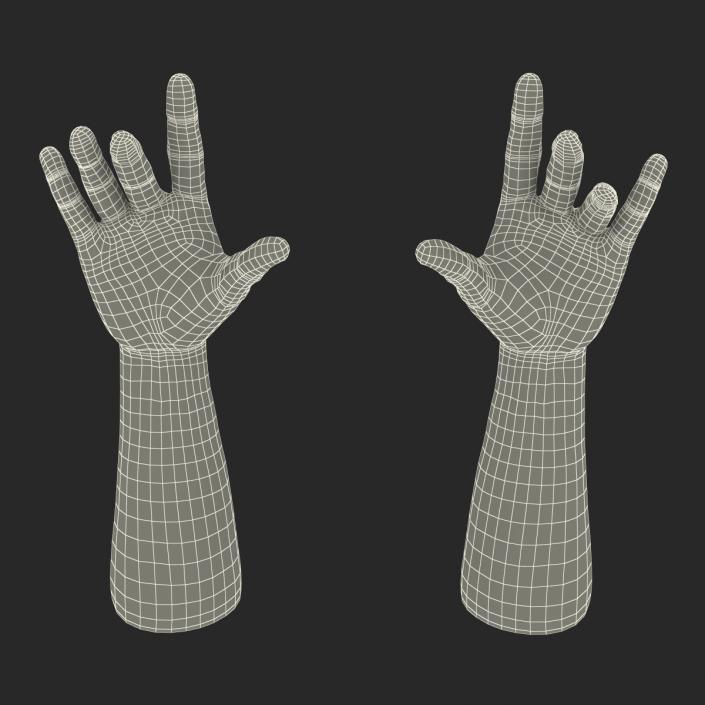 3D model Man Hands with Fur Rigged