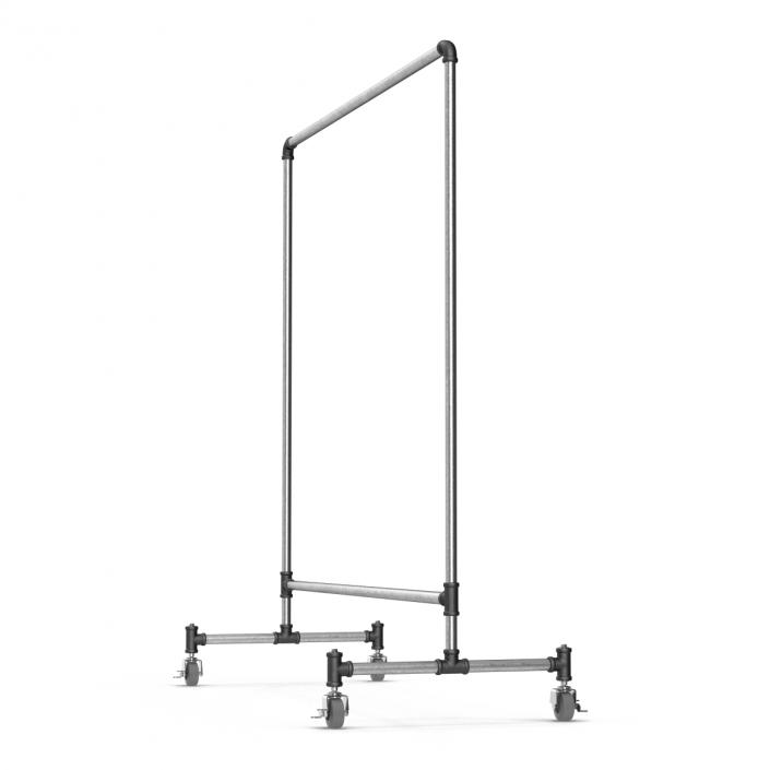 Iron Clothing Rack with Wheels 2 3D