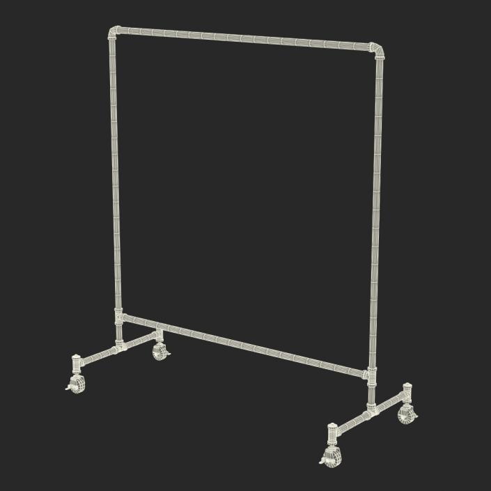 Iron Clothing Rack with Wheels 2 3D