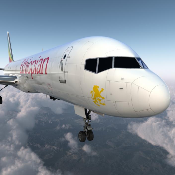 3D Boeing 757-200F Ethiopian Airlines Rigged