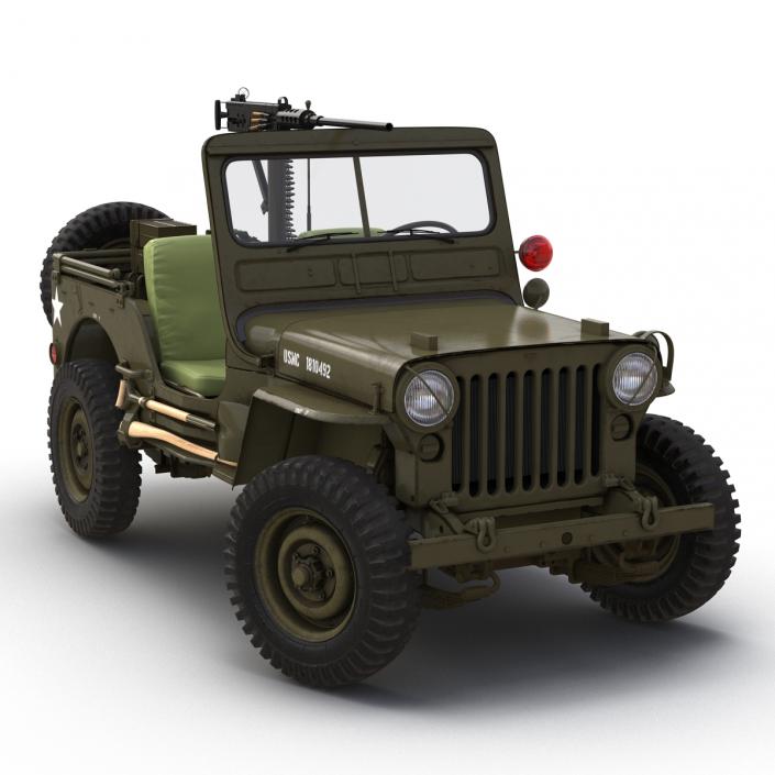 3D model Military Jeep Car Willys M38 Rigged