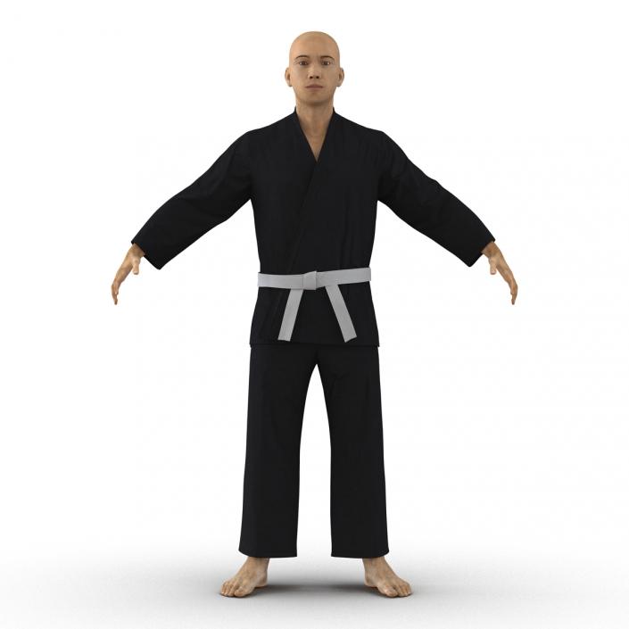 Japanese Karate Fighter Black Suit 3D model