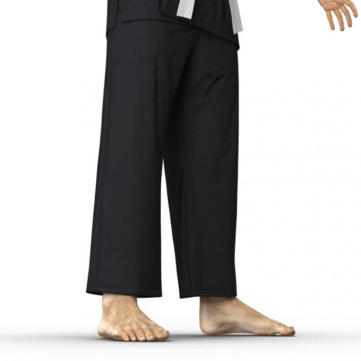 3D Japanese Karate Fighter Black Suit with Fur model