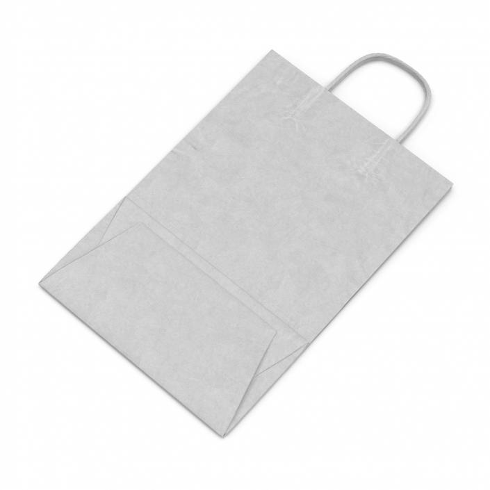 3D Handle Paper Shopping Bag White Folded model