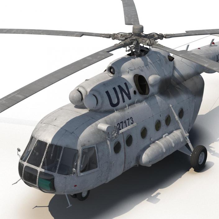 3D Mi-8 Hip United Nations Medium Transport Helicopter Rigged model