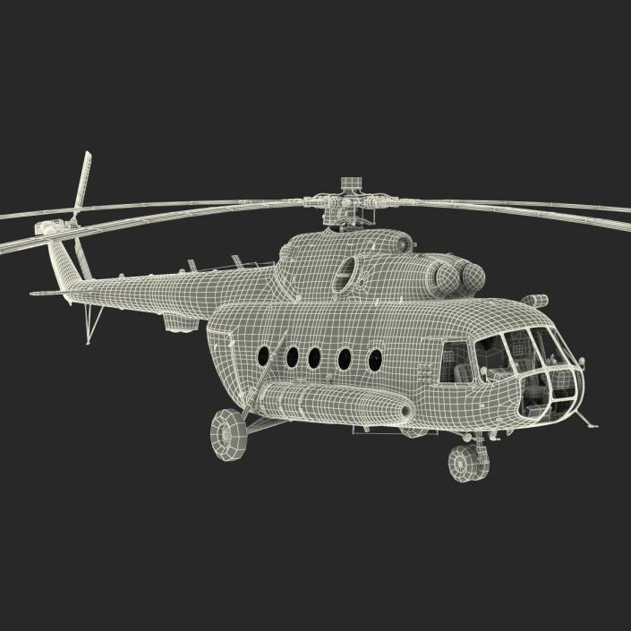 3D Mi-8 Hip United Nations Medium Transport Helicopter Rigged model