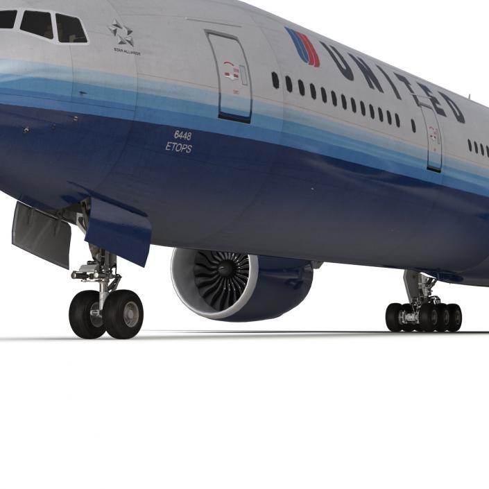Boeing 777-300 United Airlines Rigged 3D