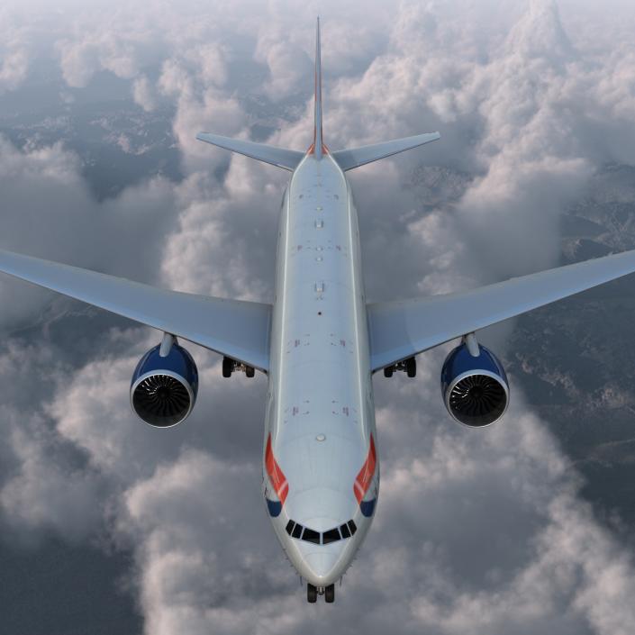 Boeing 777-300ER British Airways Rigged 3D model