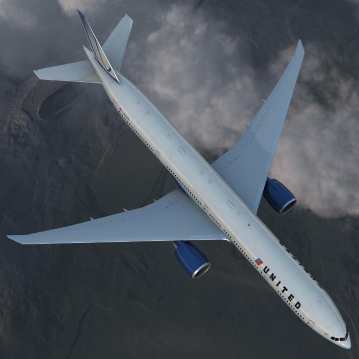 Boeing 777-300ER United Airlines Rigged 3D model