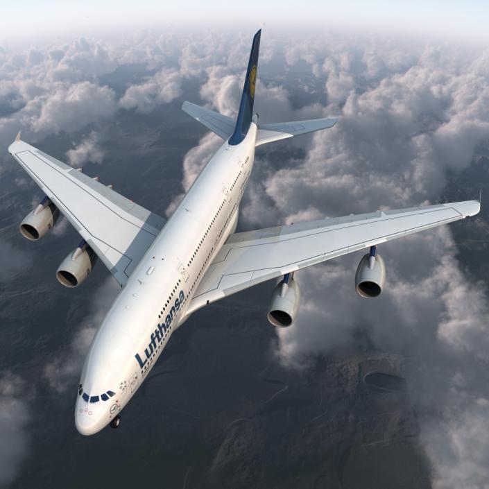 Airbus A380-800 Lufthansa Rigged 3D