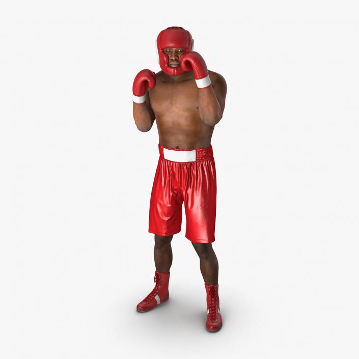 3D African American Boxer Red Suit Pose 2 model