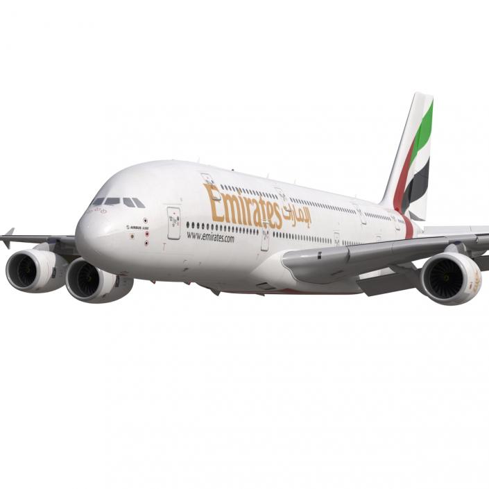 3D Airbus A380-900 Emirates Rigged