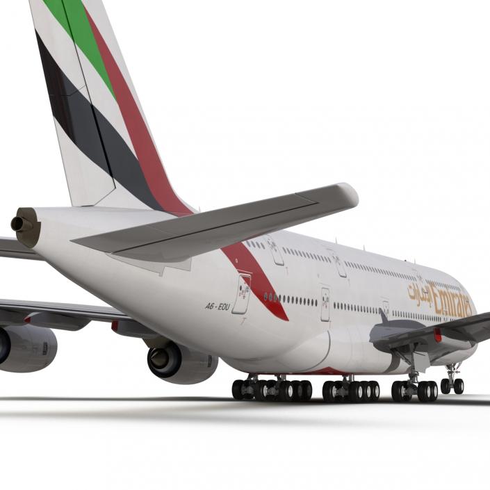 3D Airbus A380-900 Emirates Rigged