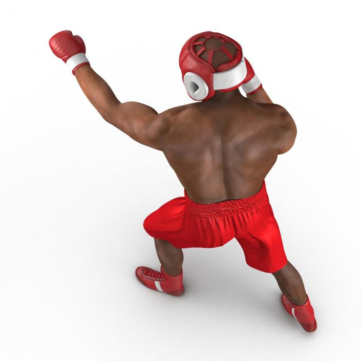 3D African American Boxer Red Suit Pose 3 model