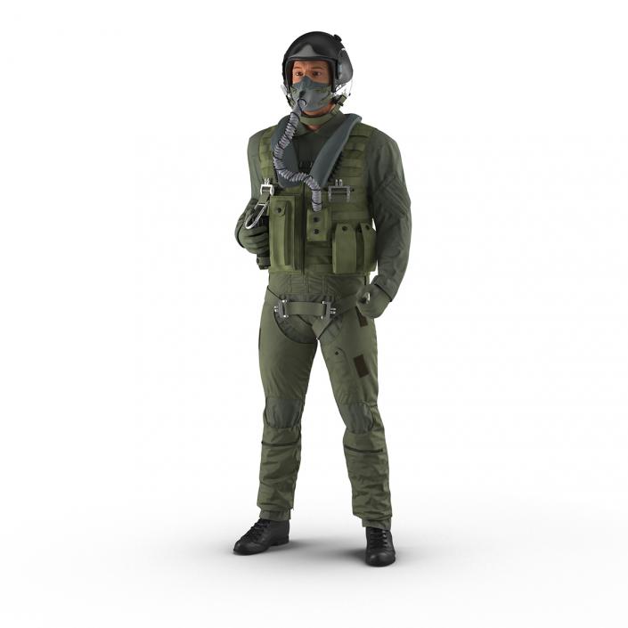 3D US Military Jet Fighter Pilot Rigged