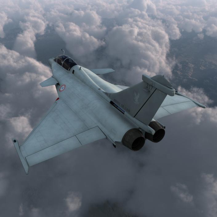 French Fighter Dassault Rafale Rigged 3D