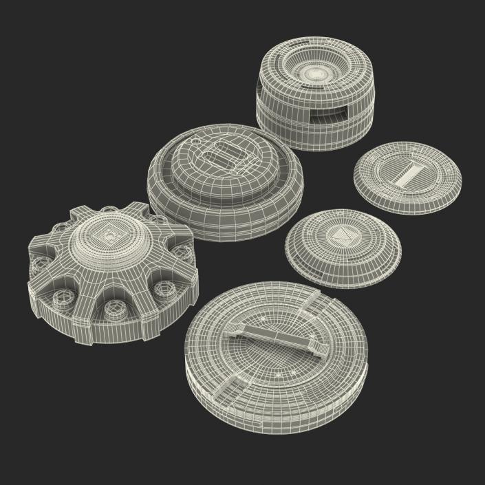 3D Industrial End Caps Set model