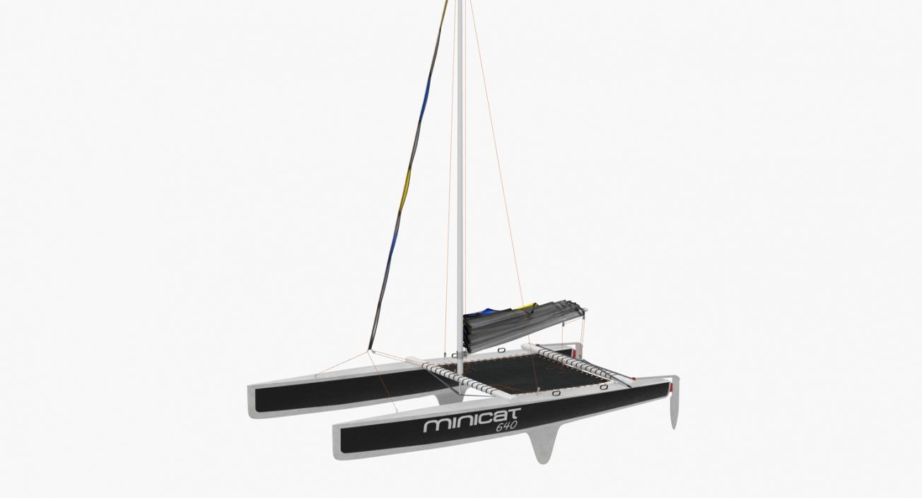 3D Small Sail Catamaran Black