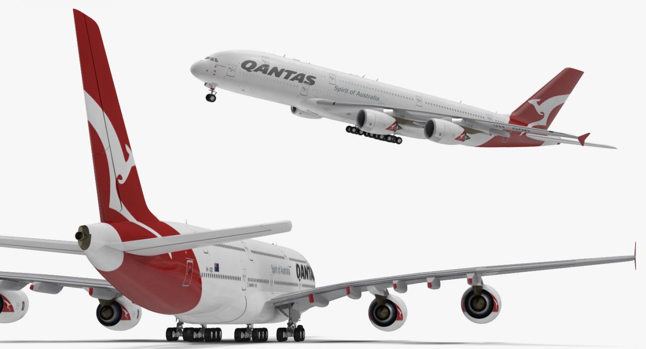 3D model Airbus A380-1000 Qantas Rigged