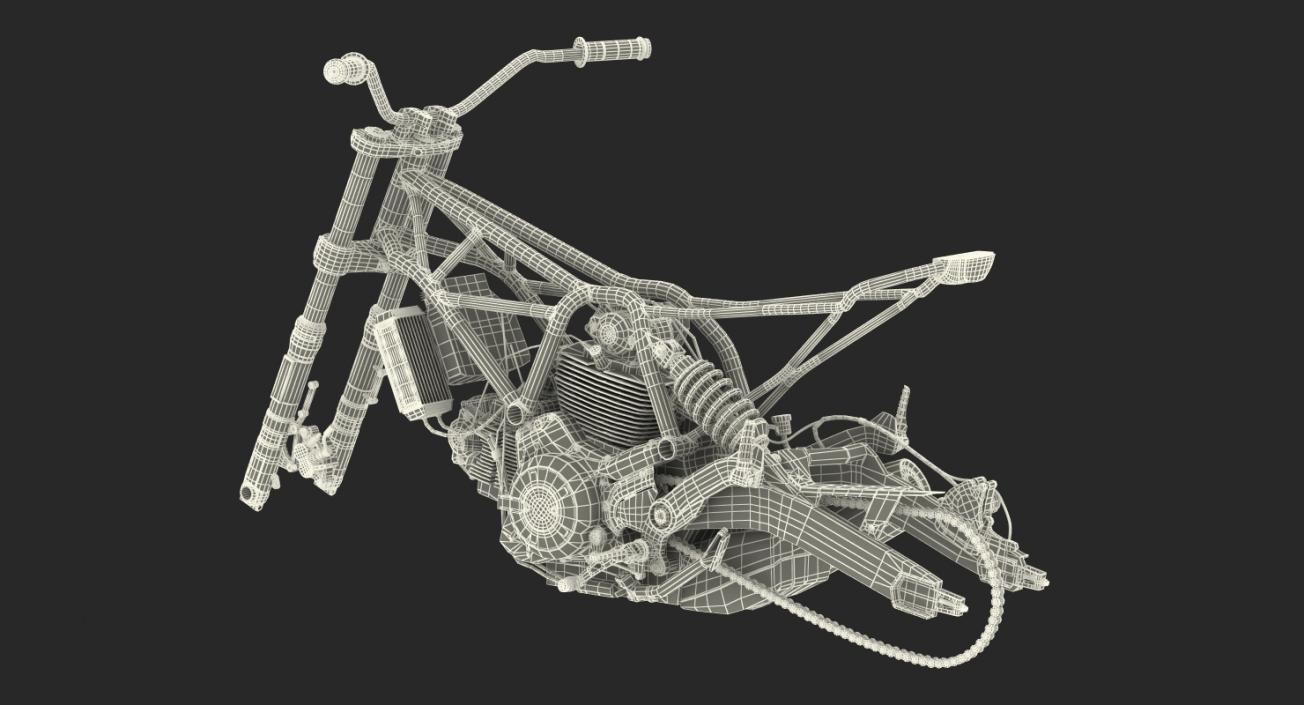 Motorcycle Engine and Frame 3D