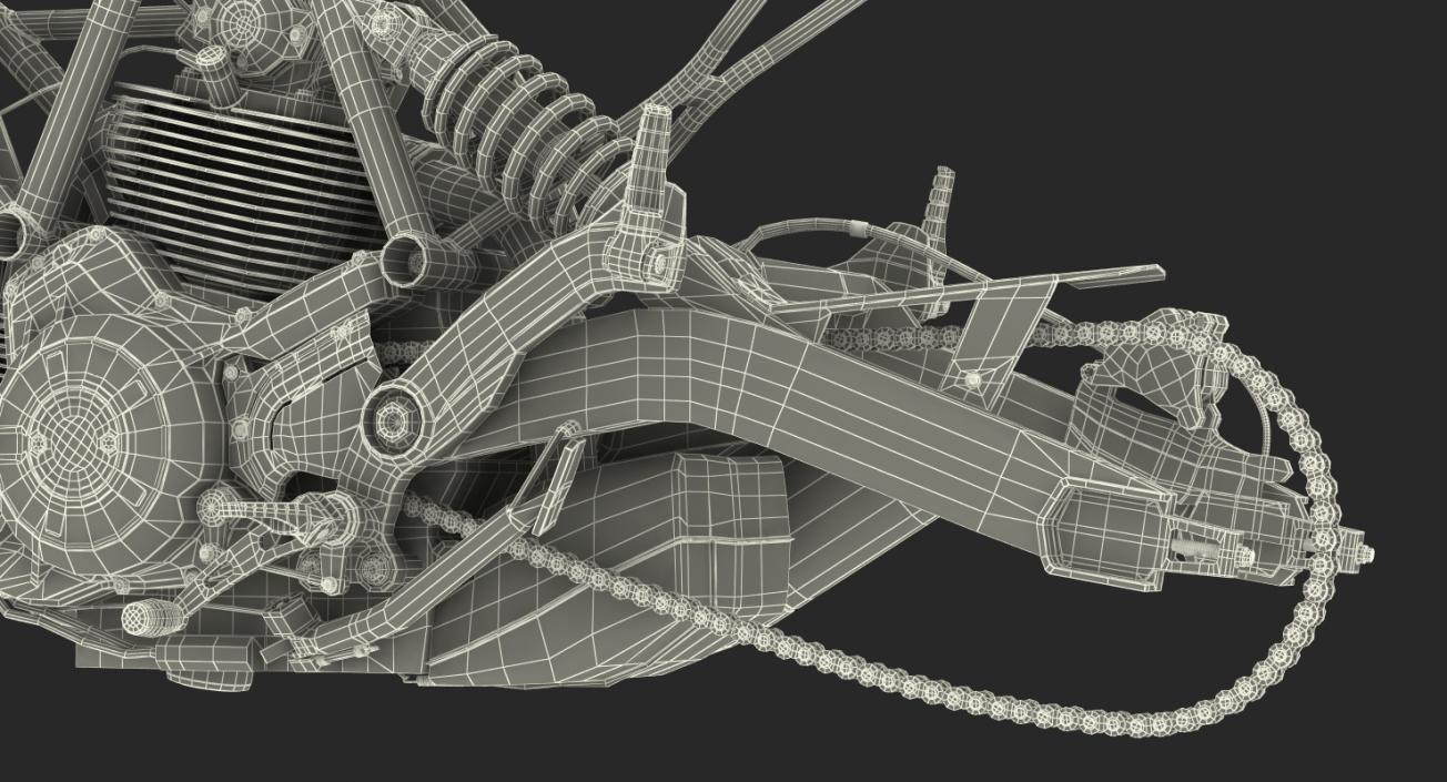 Motorcycle Engine and Frame 3D
