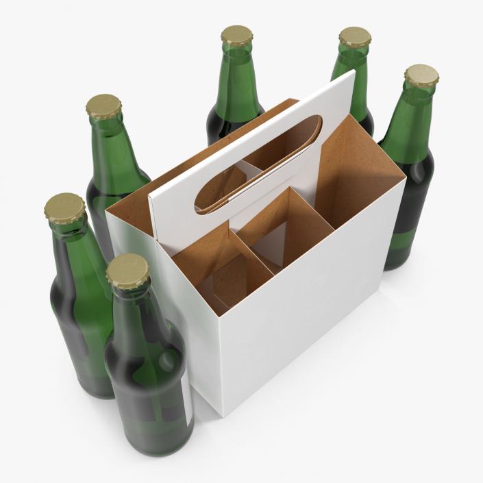 6 Pack Bottle Holder White with Bottles 3D model