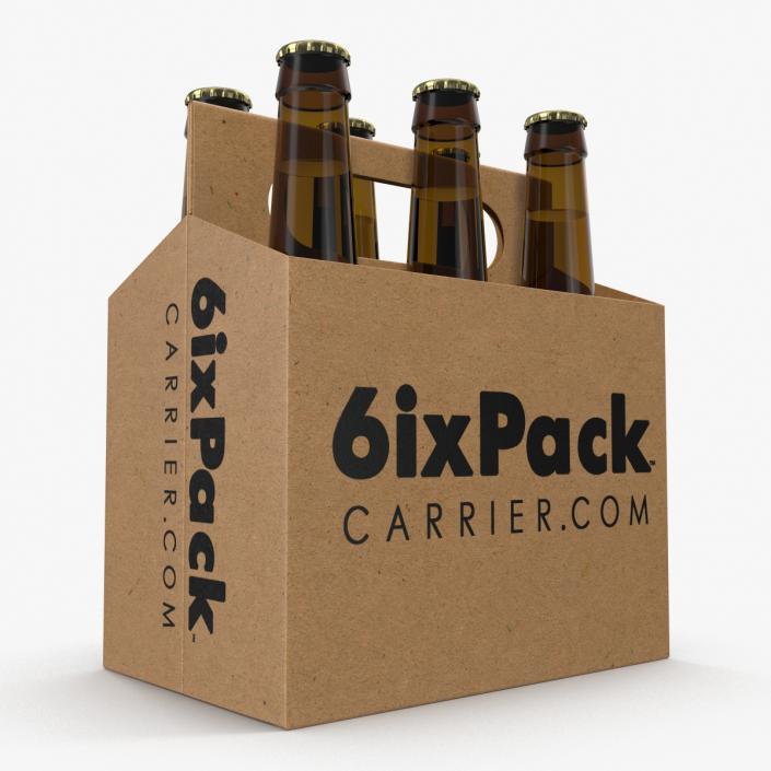 3D 6 Pack Bottle Holder with Bottles model
