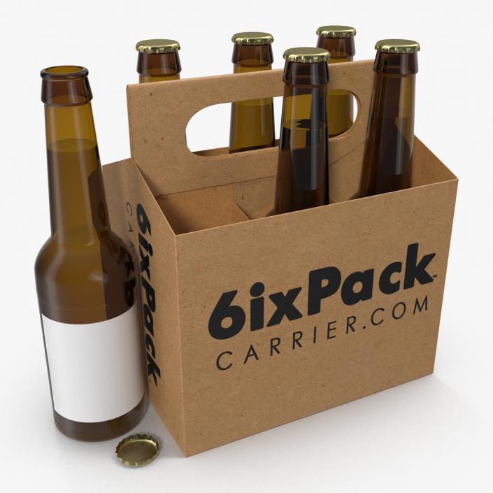 3D 6 Pack Bottle Holder with Bottles model