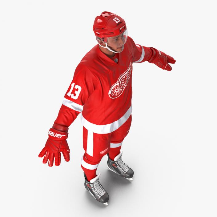 3D Hockey Player Detroit Red Wings