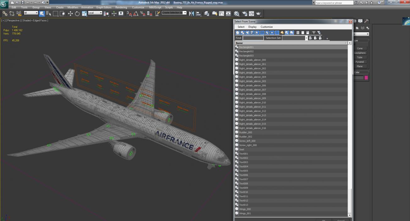 3D Boeing 777-8x Air France Rigged