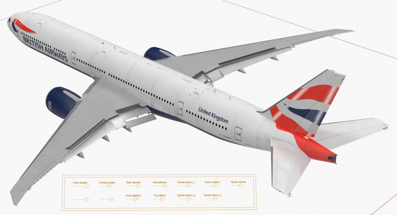 3D Boeing 777-8x British Airways Rigged