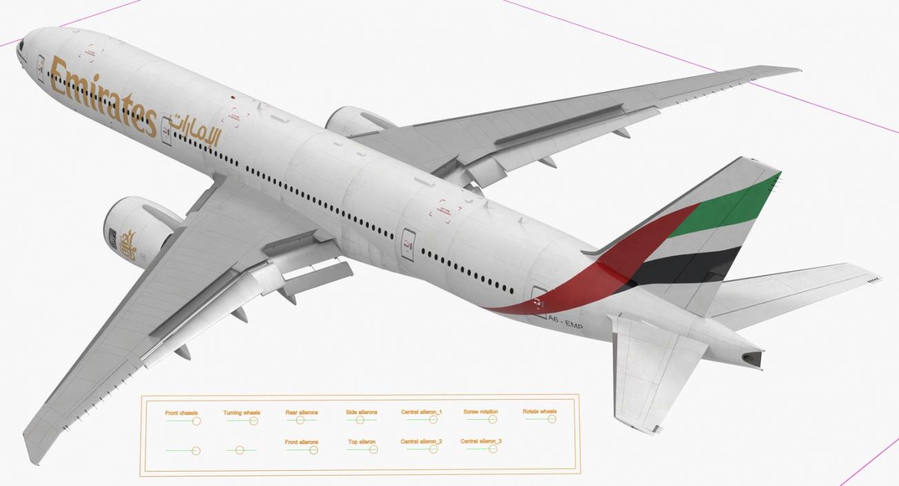 3D Boeing 777-8x Emirates Airlines Rigged model