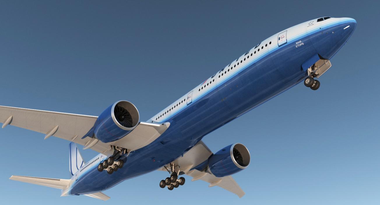 3D Boeing 777-8x United Airlines Rigged