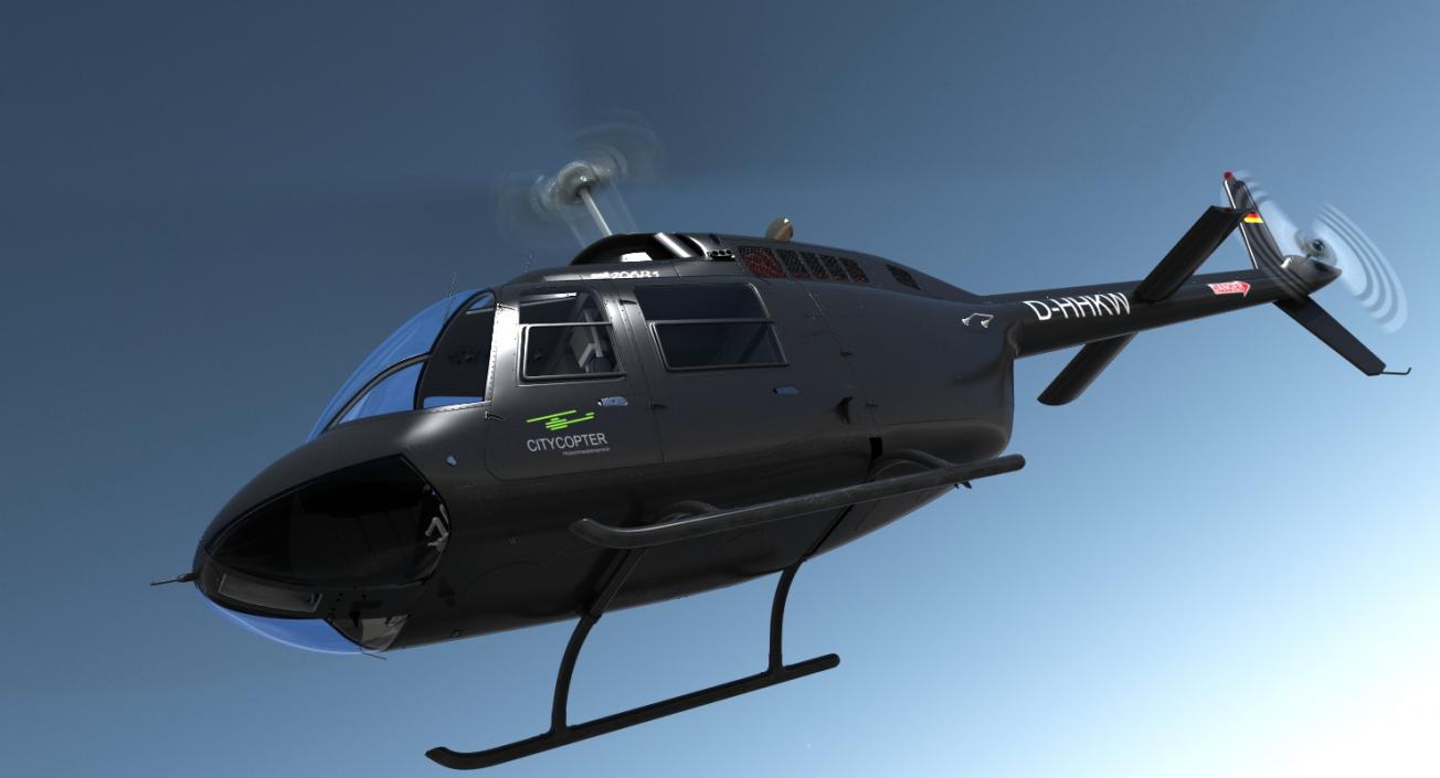 3D Bell 206B 3 JetRanger III Citycopter Rigged model