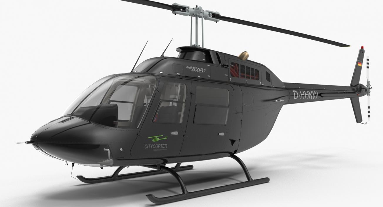 3D Bell 206B 3 JetRanger III Citycopter Rigged model