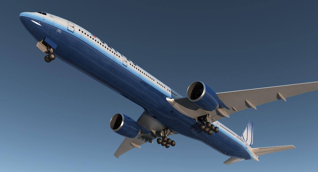 3D Boeing 777-9x United Airlines Rigged