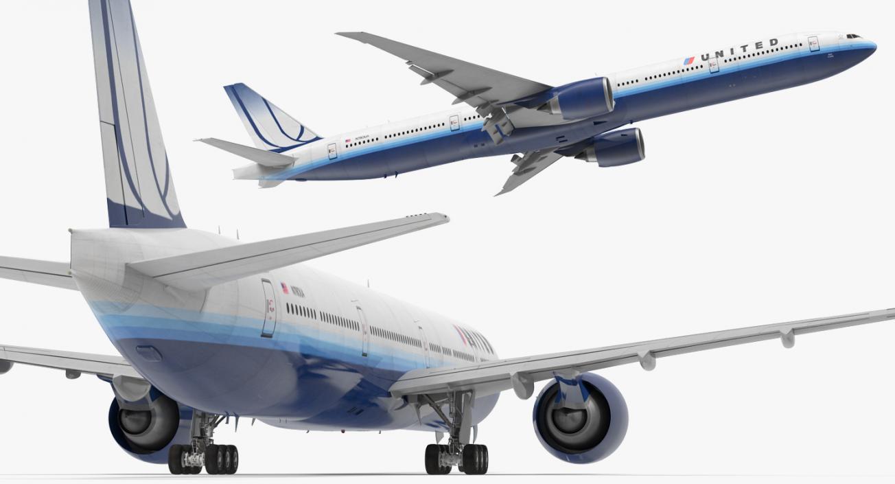 3D Boeing 777-9x United Airlines Rigged